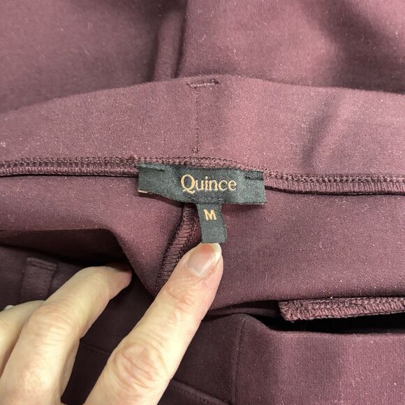Quince Minimalist Stretch Ankle Ponte Pants Trousers Womens MP Burgundy Office - Picture 4 of 10